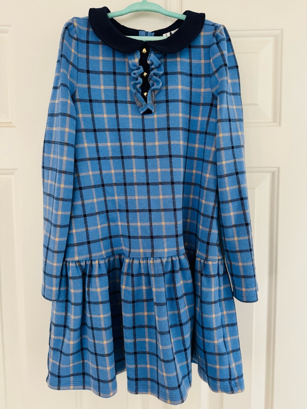 JANIE & JACK Plaid Long-Sleeve Ruffle Collar Kids Dress